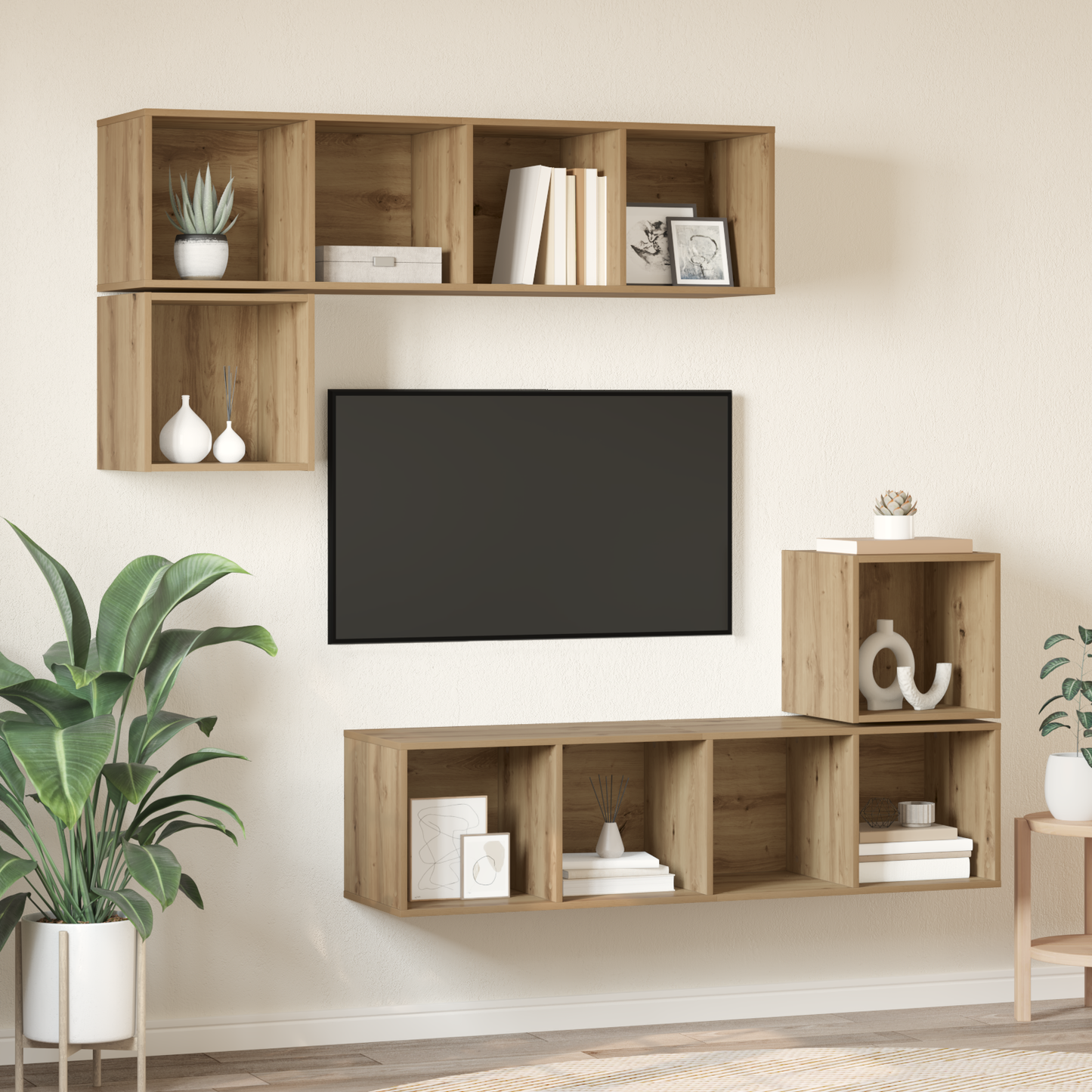 TV Cabinet Set 4 pcs Artisan oak 37 x 37 x 142.5 cm
