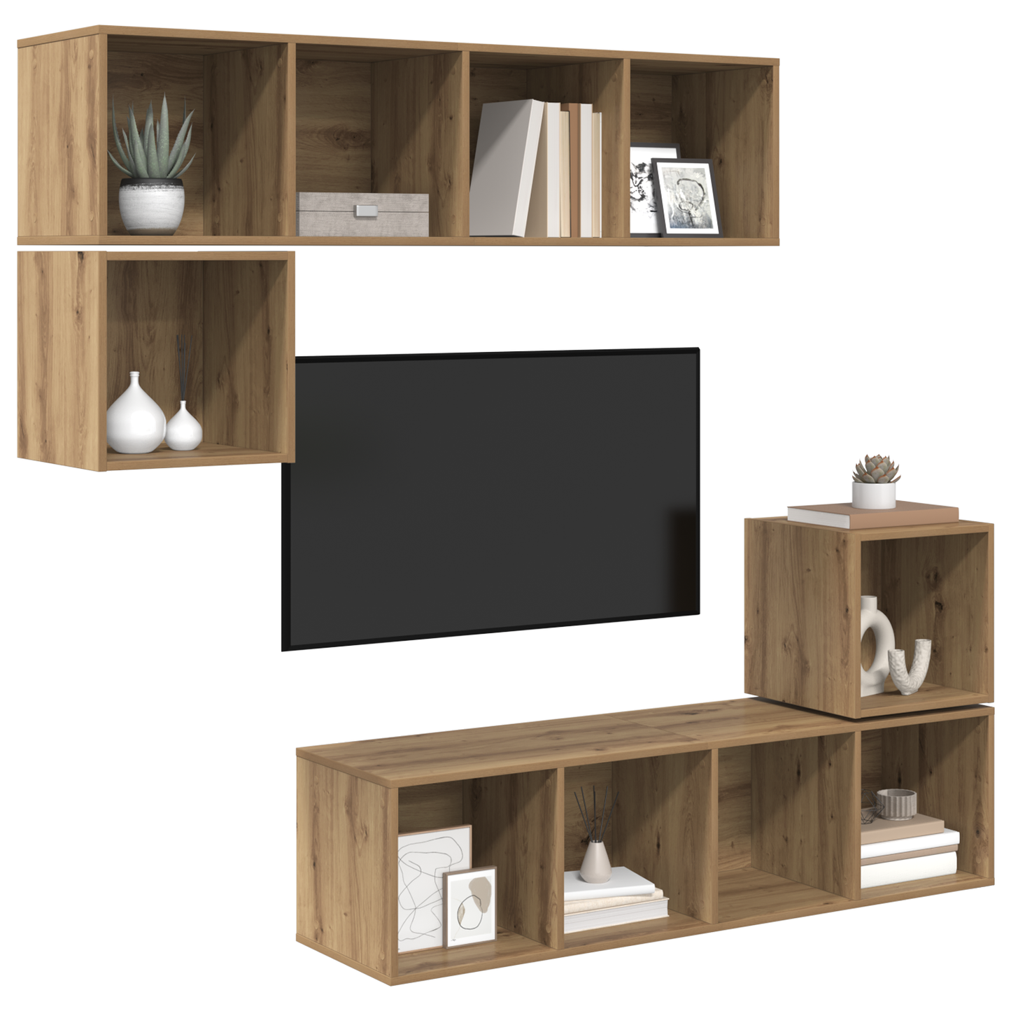 TV Cabinet Set 4 pcs Artisan oak 37 x 37 x 142.5 cm