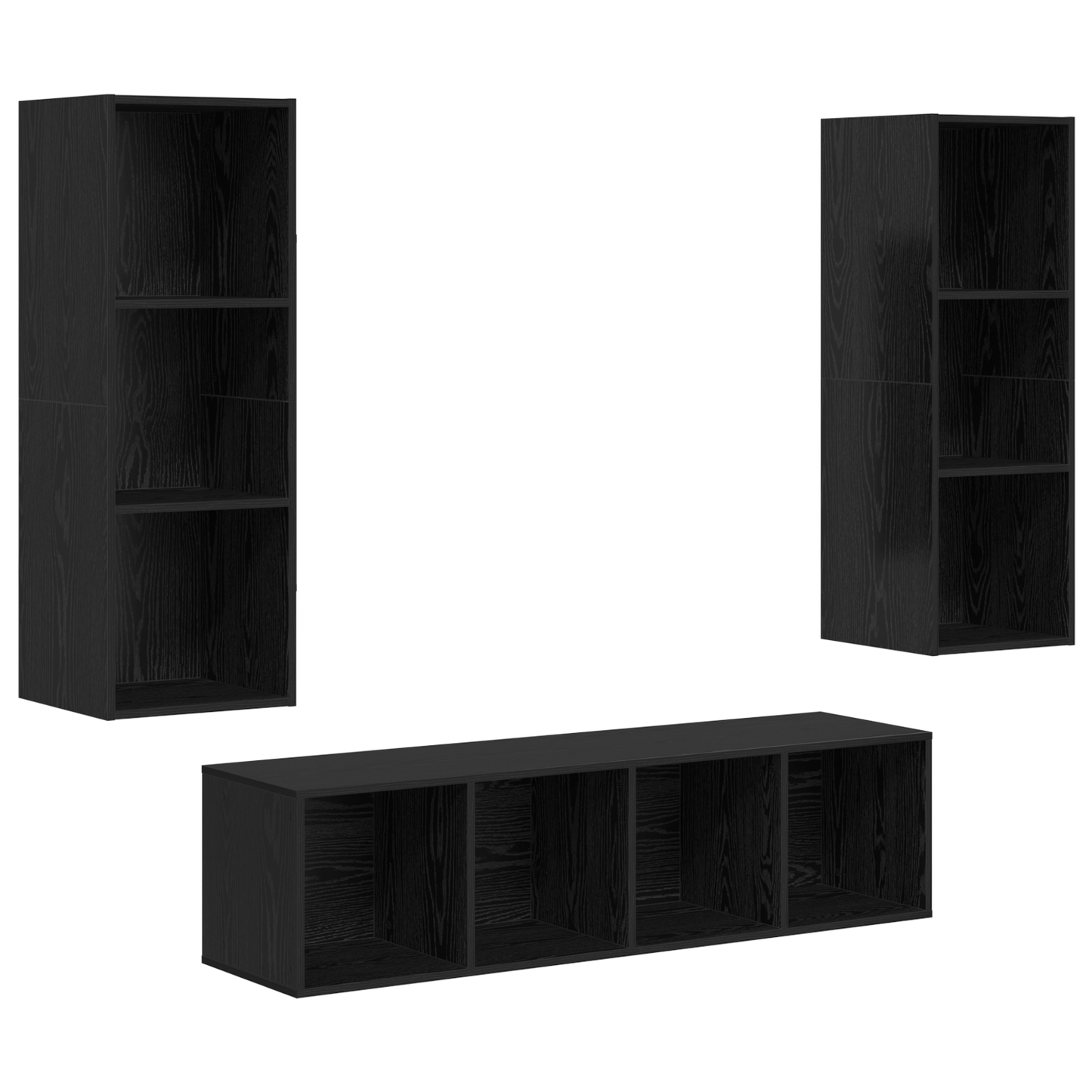 TV Cabinet Set Wall-mounted 3 pcs Black oak 37 x 37 x 142.5 cm