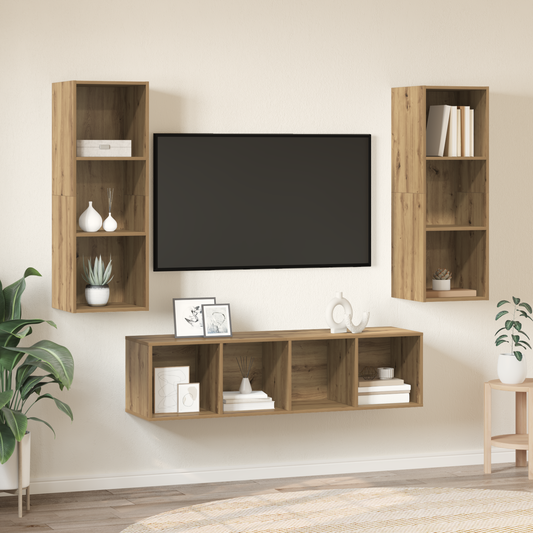 TV Cabinet Set 3 pcs Artisan oak 37 x 37 x 142.5 cm