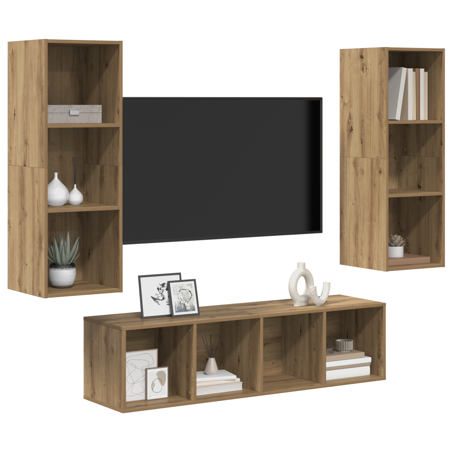 TV Cabinet Set 3 pcs Artisan oak 37 x 37 x 142.5 cm