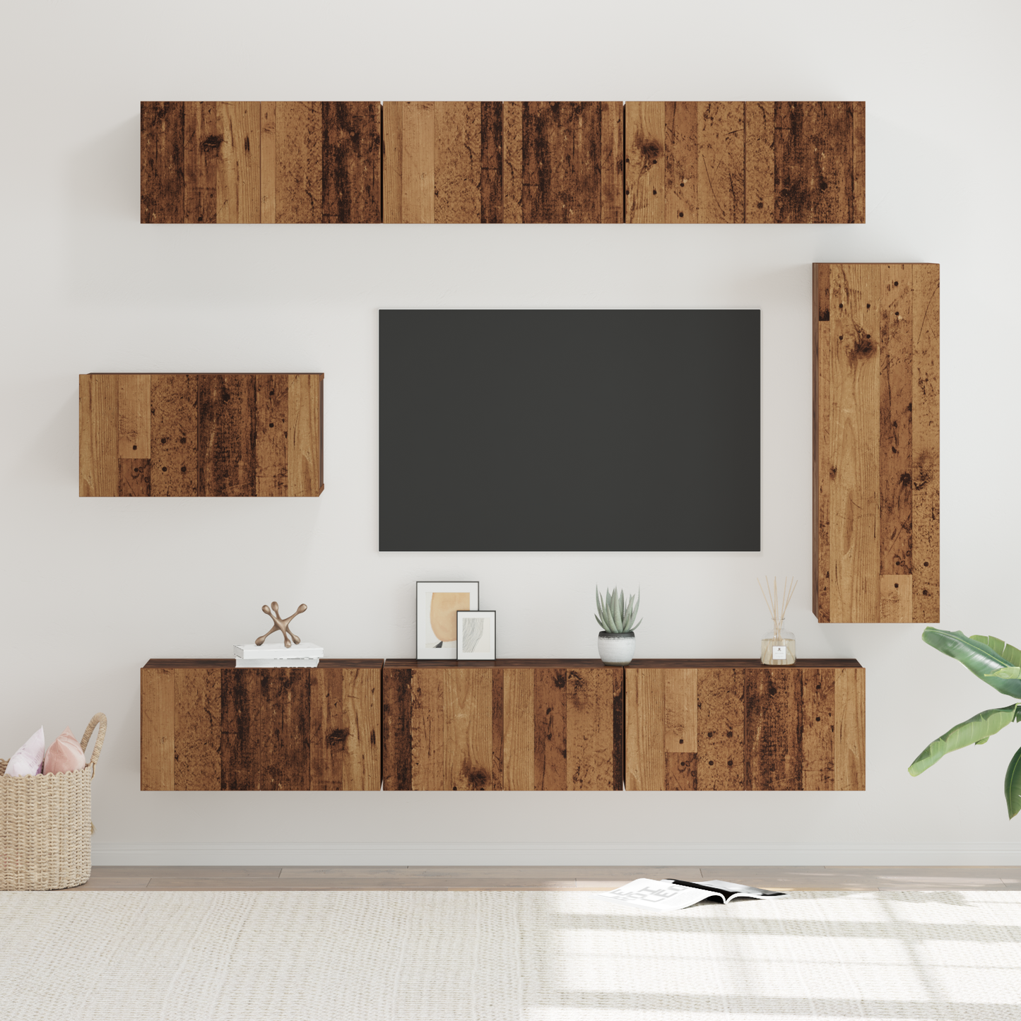 TV Cabinet Set 8 pcs Old wood 30.5 x 30 x 90 cm Engineered wood