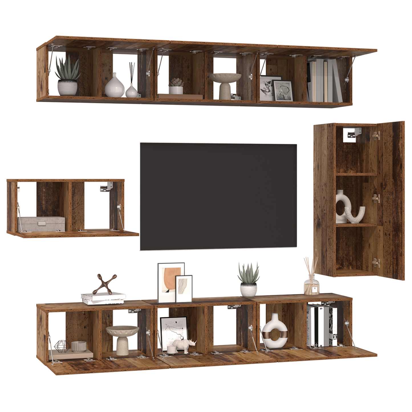 TV Cabinet Set 8 pcs Old wood 30.5 x 30 x 90 cm Engineered wood