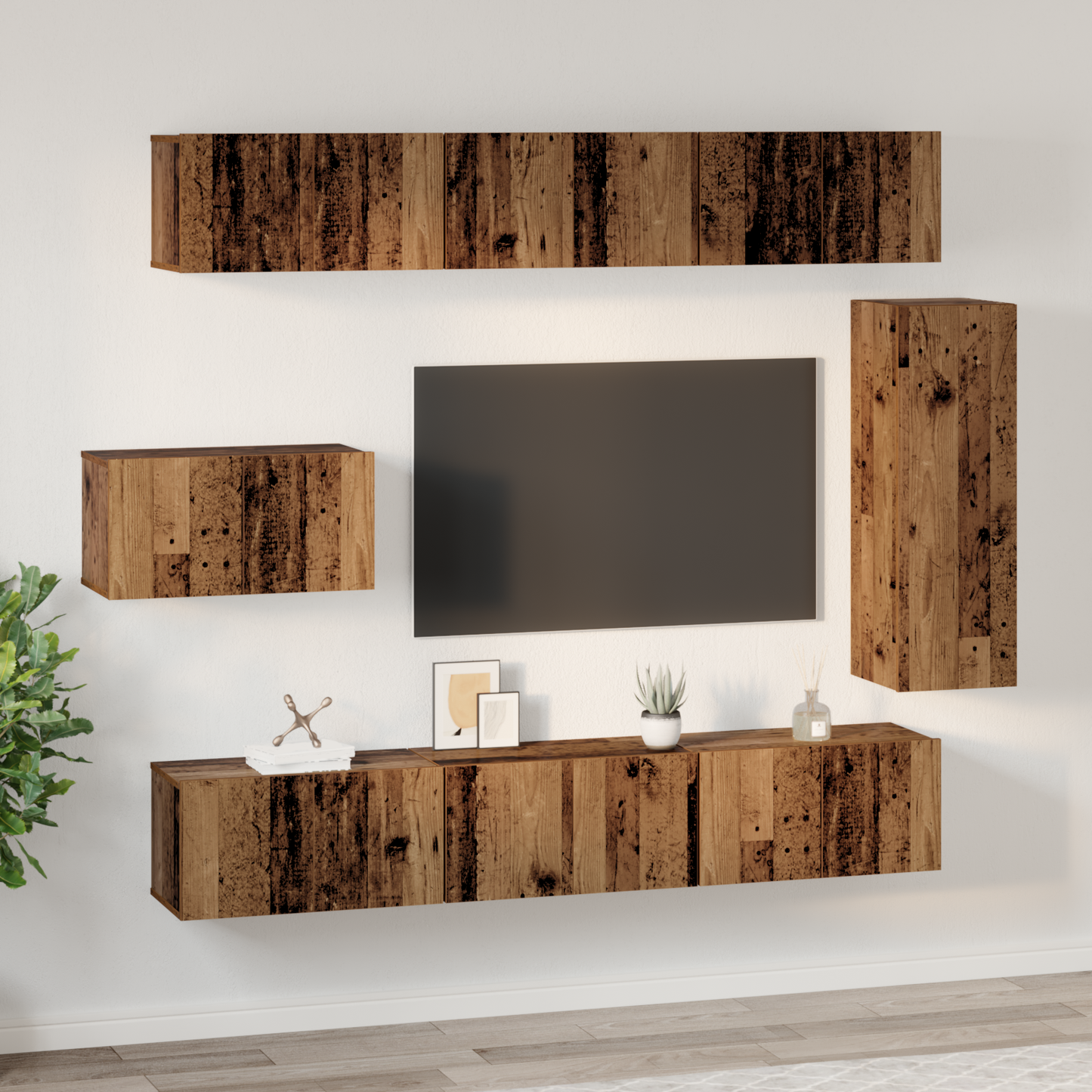 TV Cabinet Set 8 pcs Old wood 30.5 x 30 x 90 cm Engineered wood