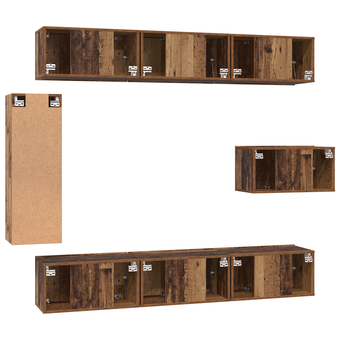 TV Cabinet Set 8 pcs Old wood 30.5 x 30 x 90 cm Engineered wood