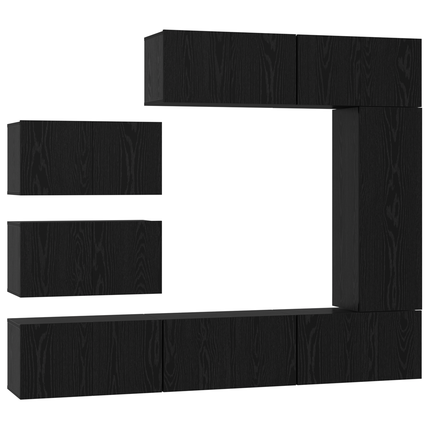 TV Cabinet Set Wall-mounted 8 pcs Black oak 30.5 x 30 x 90 cm