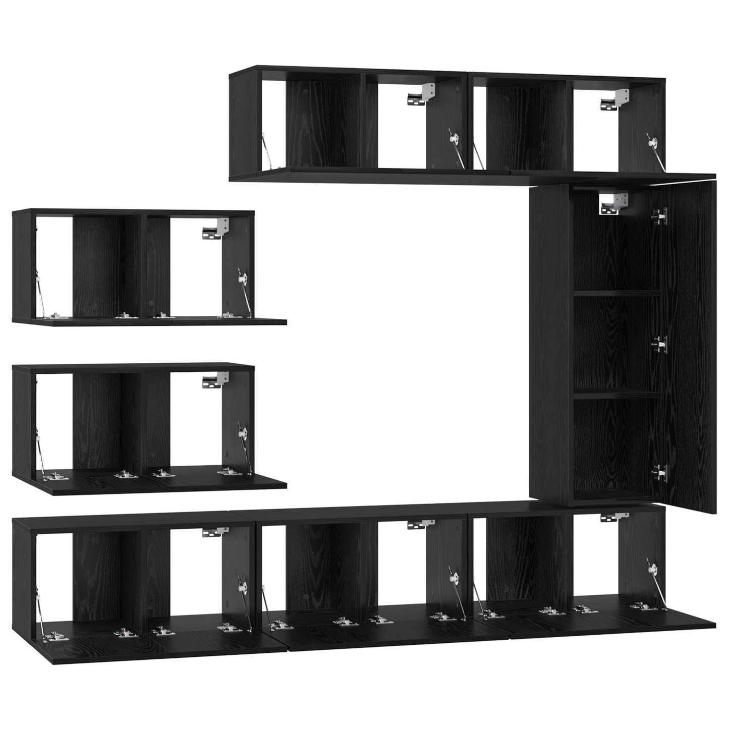 TV Cabinet Set Wall-mounted 8 pcs Black oak 30.5 x 30 x 90 cm