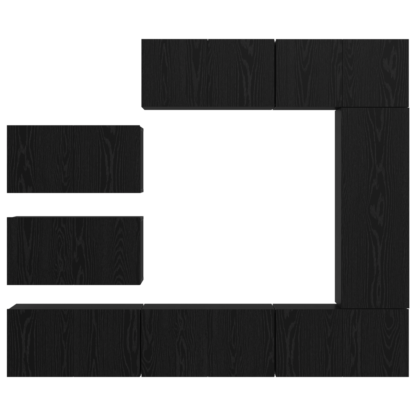 TV Cabinet Set Wall-mounted 8 pcs Black oak 30.5 x 30 x 90 cm