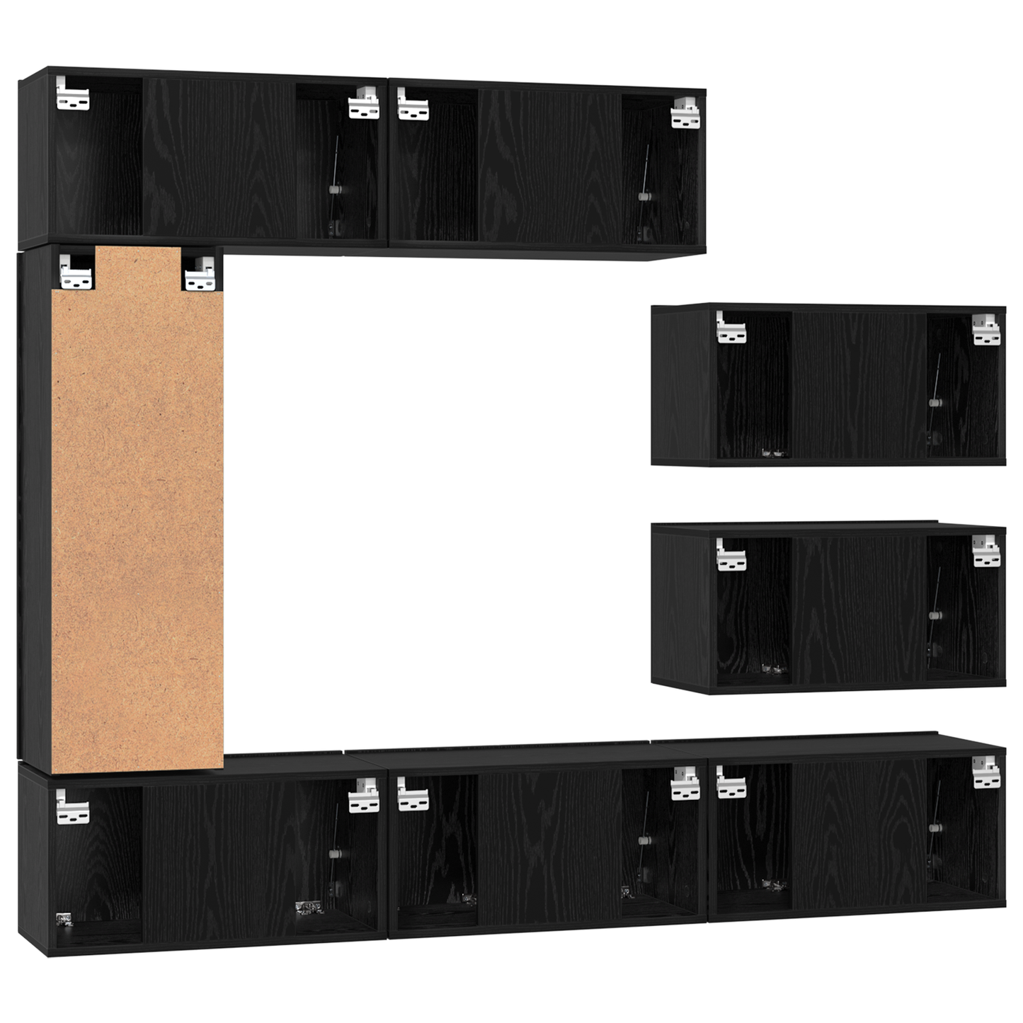 TV Cabinet Set Wall-mounted 8 pcs Black oak 30.5 x 30 x 90 cm