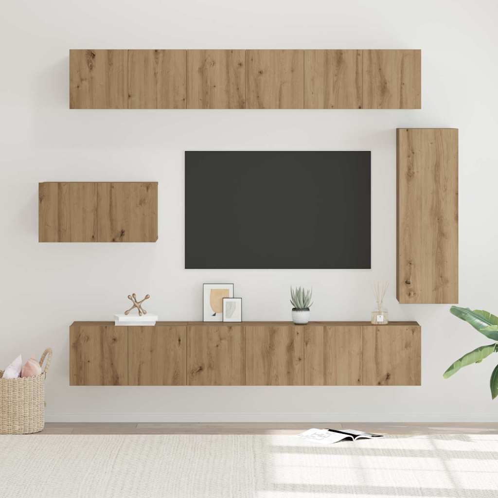 TV Cabinet Set Wall-mounted 8 pcs Artisan oak 30.5 x 30 x 90 cm
