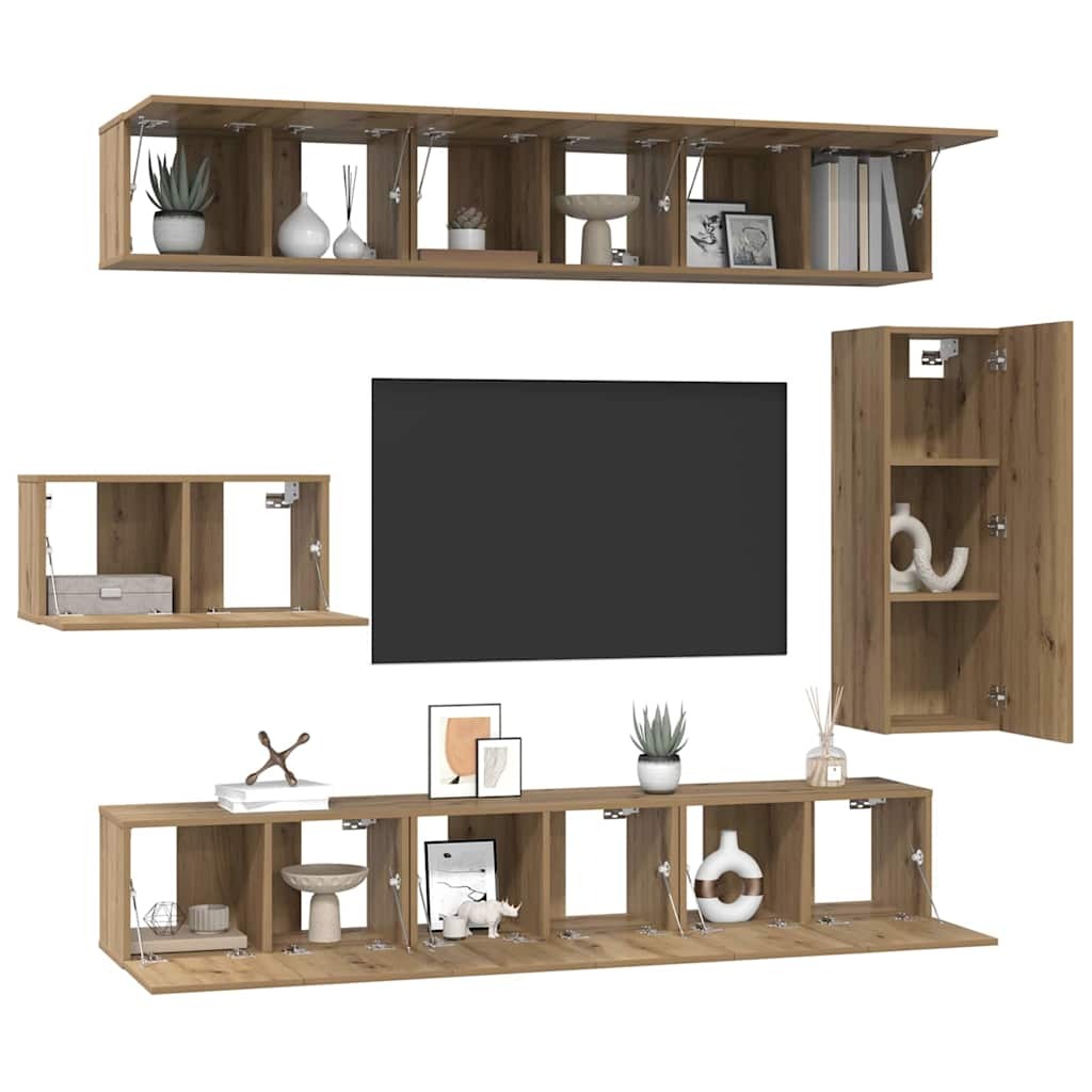 TV Cabinet Set Wall-mounted 8 pcs Artisan oak 30.5 x 30 x 90 cm