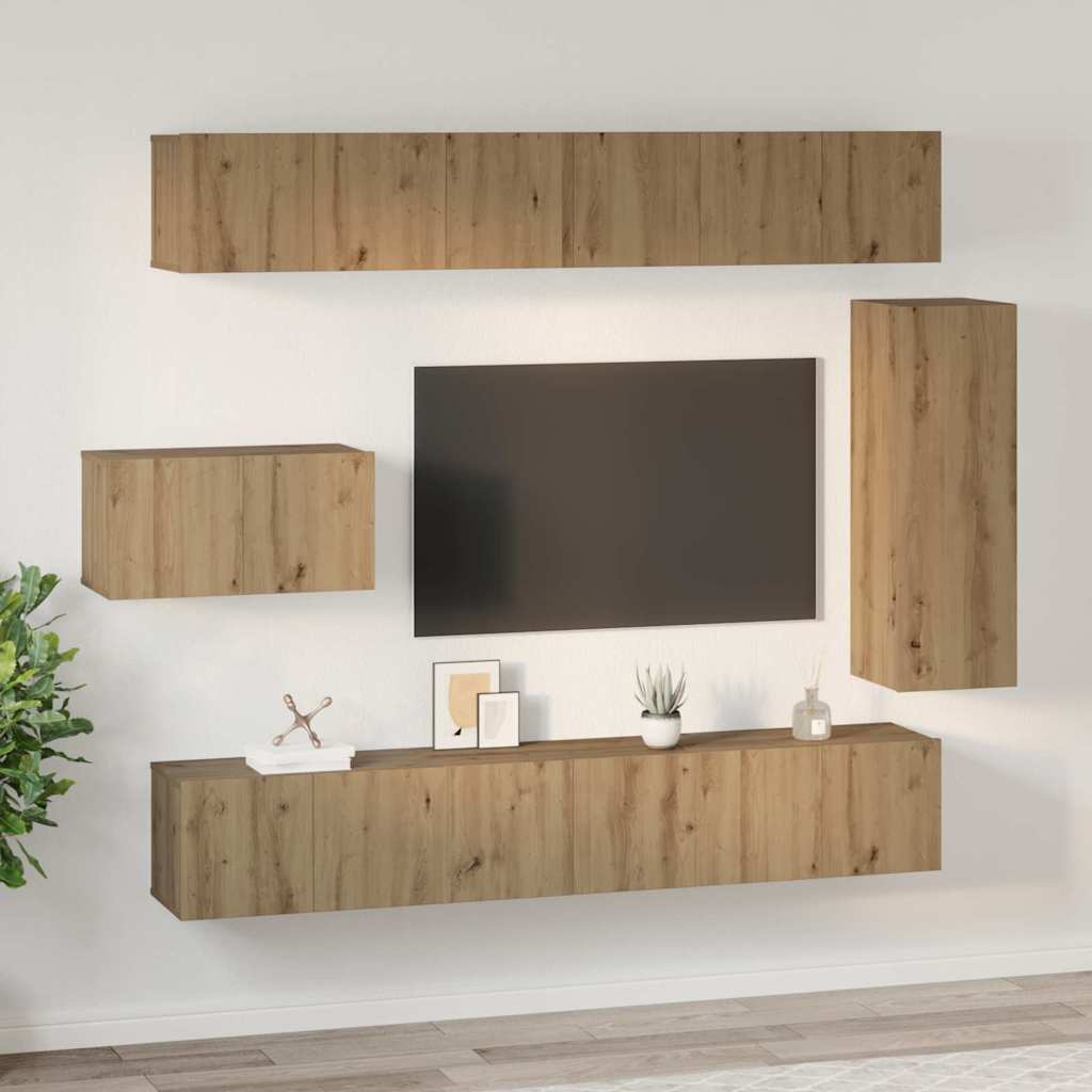TV Cabinet Set Wall-mounted 8 pcs Artisan oak 30.5 x 30 x 90 cm