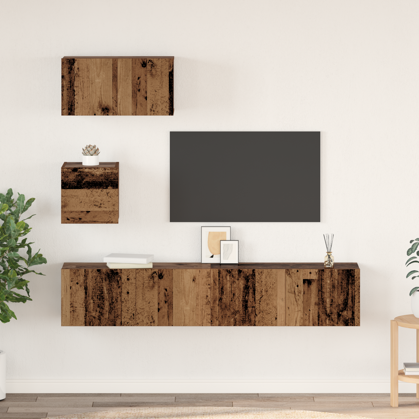 Wall TV Cabinet Wall-mounted 4 pcs Old wood 80 x 30 x 30.5 cm