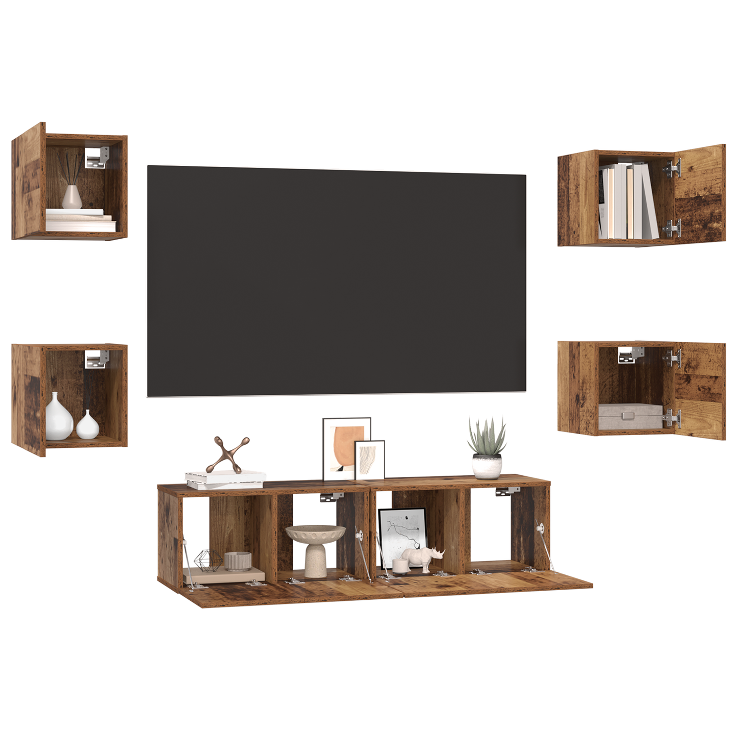 TV Cabinet Set 6 pcs Old wood Medium 120 x 30 x 30 cm