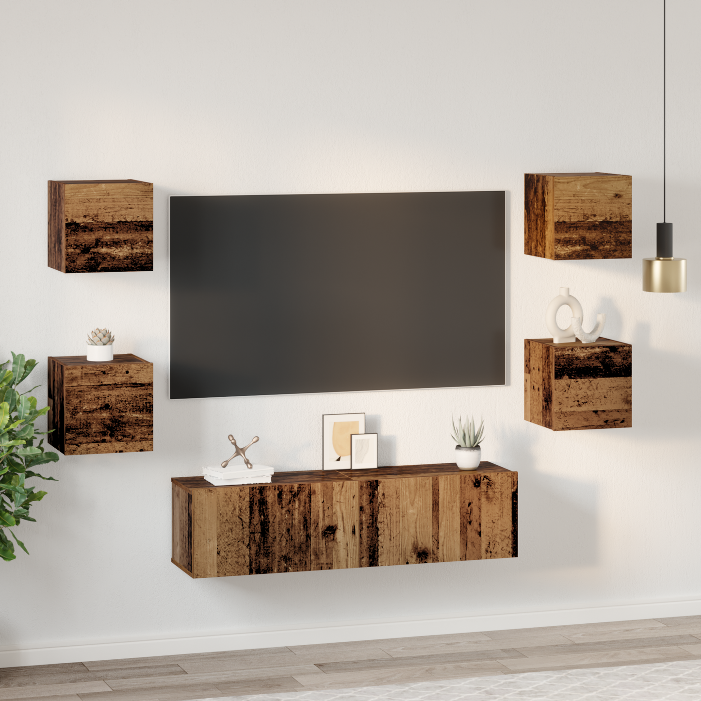 TV Cabinet Set 6 pcs Old wood Medium 120 x 30 x 30 cm
