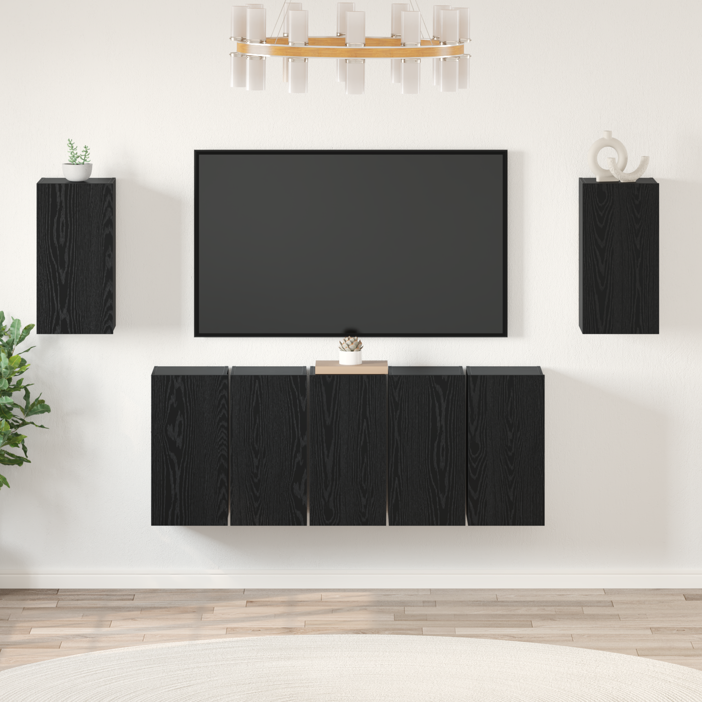 TV Cabinet Set Wall-mounted 7 pcs Black oak 30.5 x 30 x 60 cm