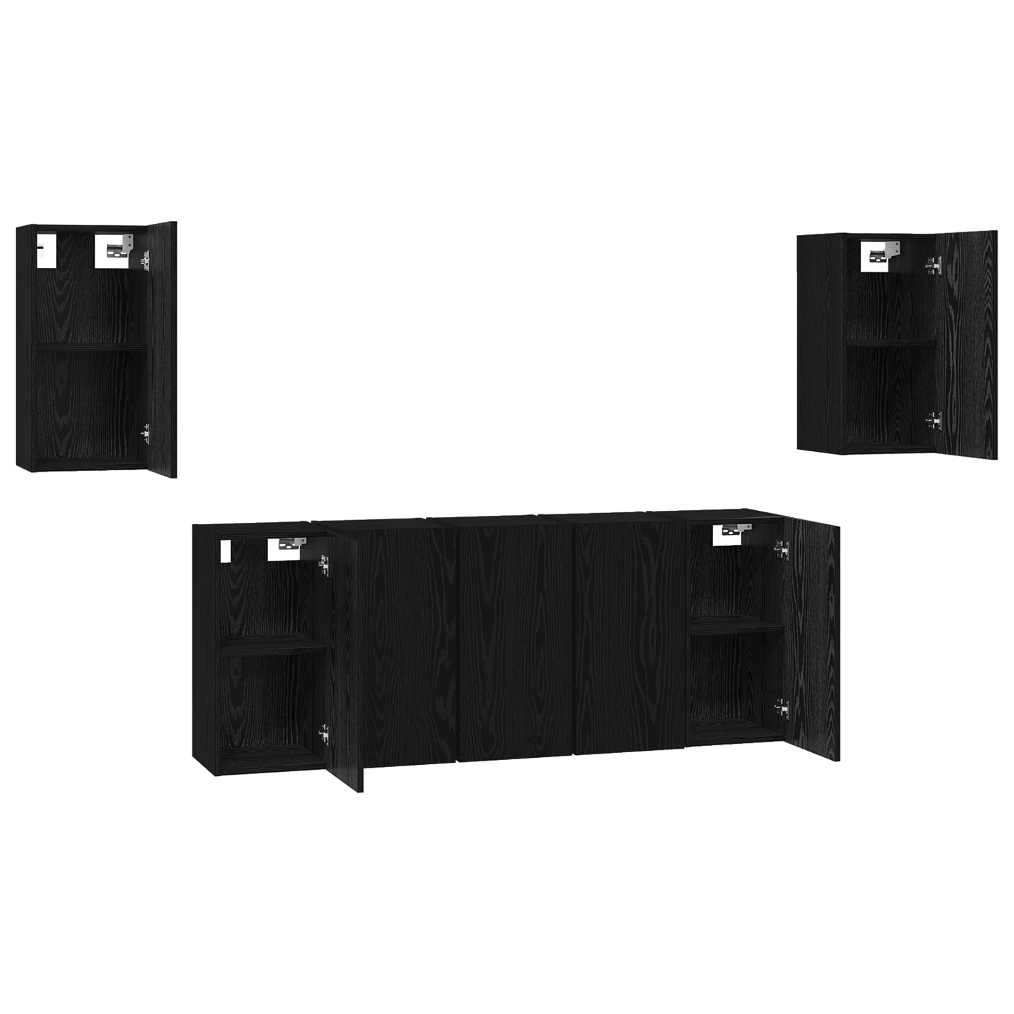 TV Cabinet Set Wall-mounted 7 pcs Black oak 30.5 x 30 x 60 cm