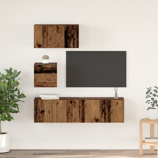 TV Cabinet Set 4 pcs Old wood 60 x 30 x 30 cm Engineered wood