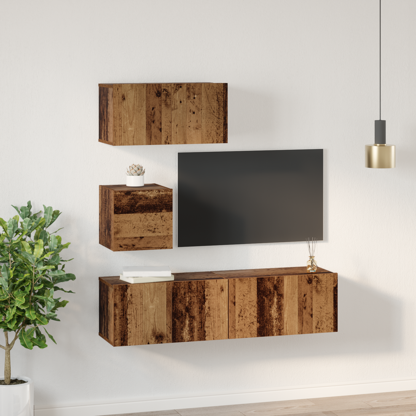 TV Cabinet Set 4 pcs Old wood 60 x 30 x 30 cm Engineered wood