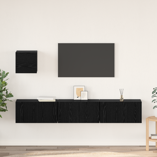 TV Cabinet Set 4 pcs Black oak 60 x 30 x 30 cm Engineered wood