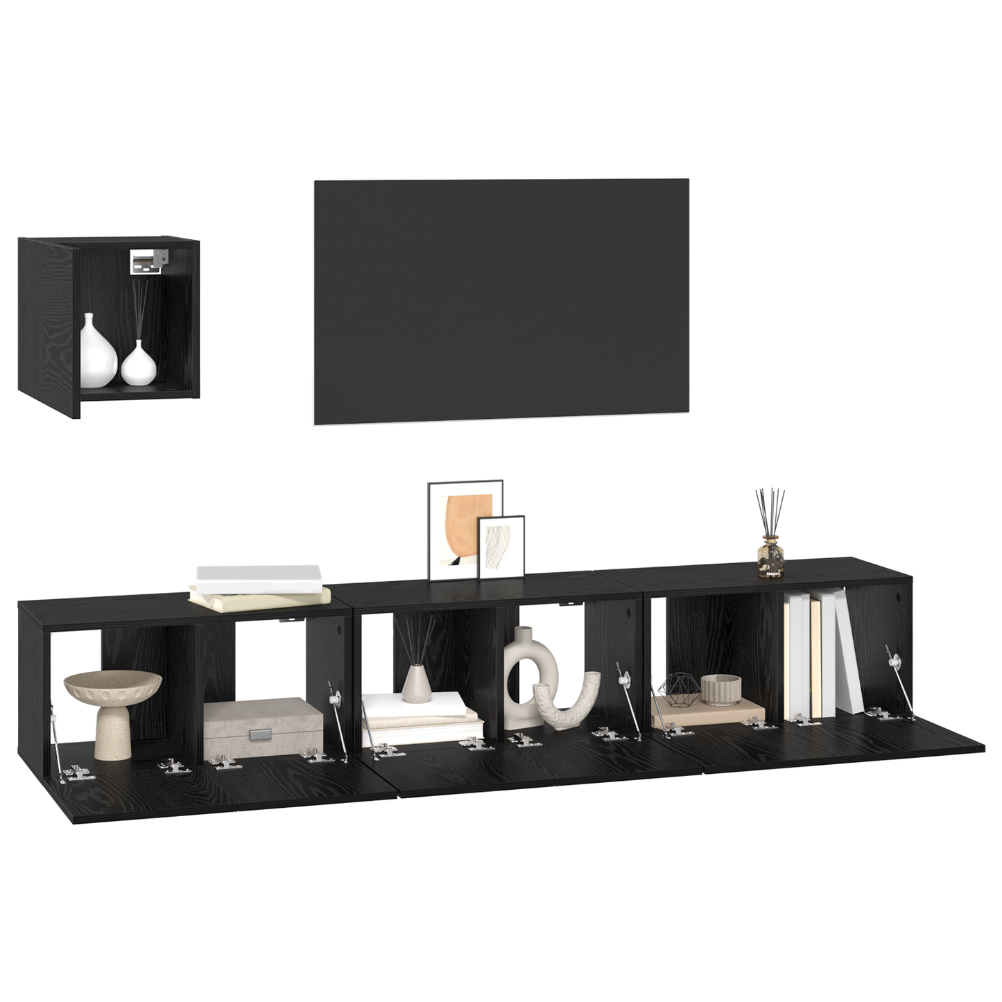 TV Cabinet Set 4 pcs Black oak 60 x 30 x 30 cm Engineered wood