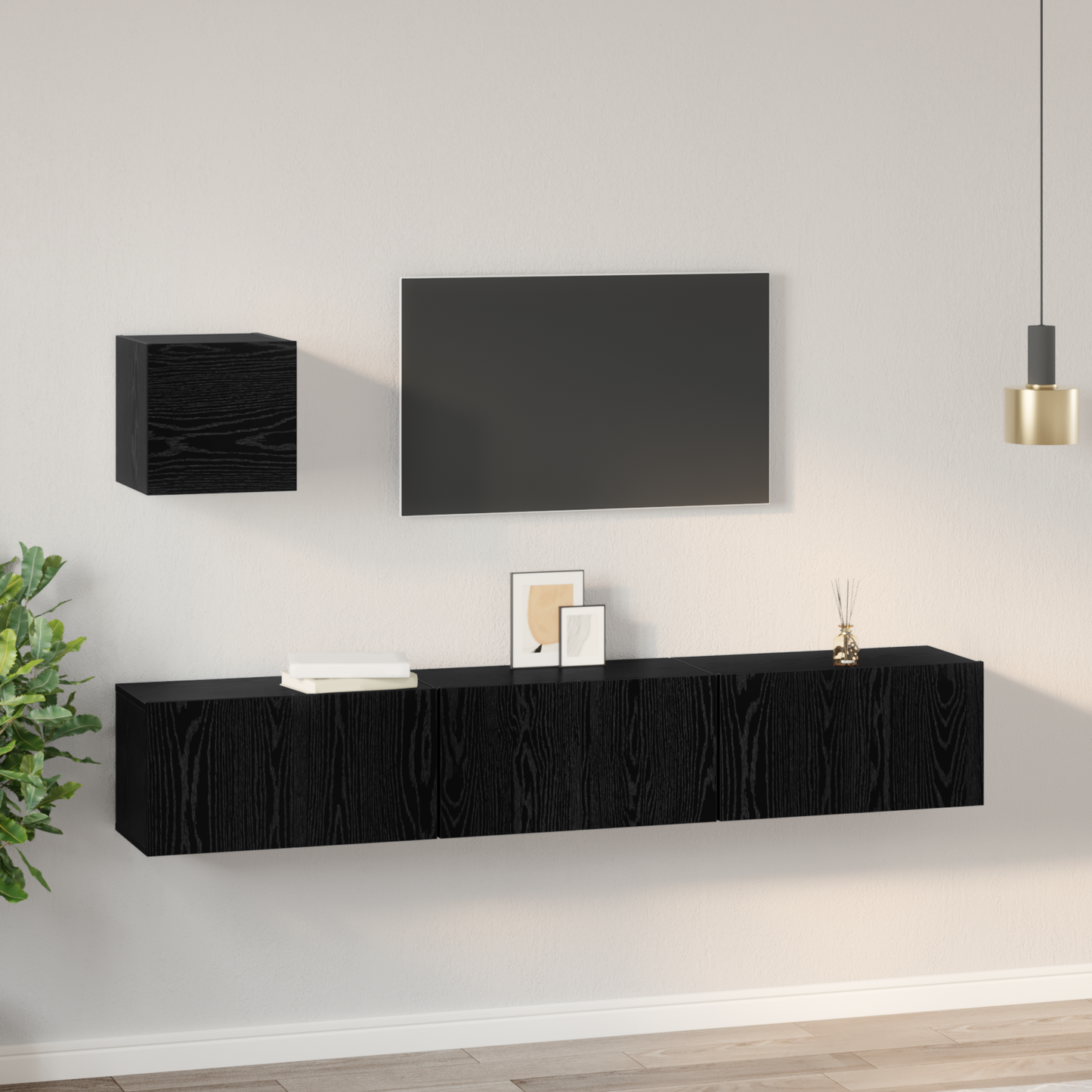 TV Cabinet Set 4 pcs Black oak 60 x 30 x 30 cm Engineered wood
