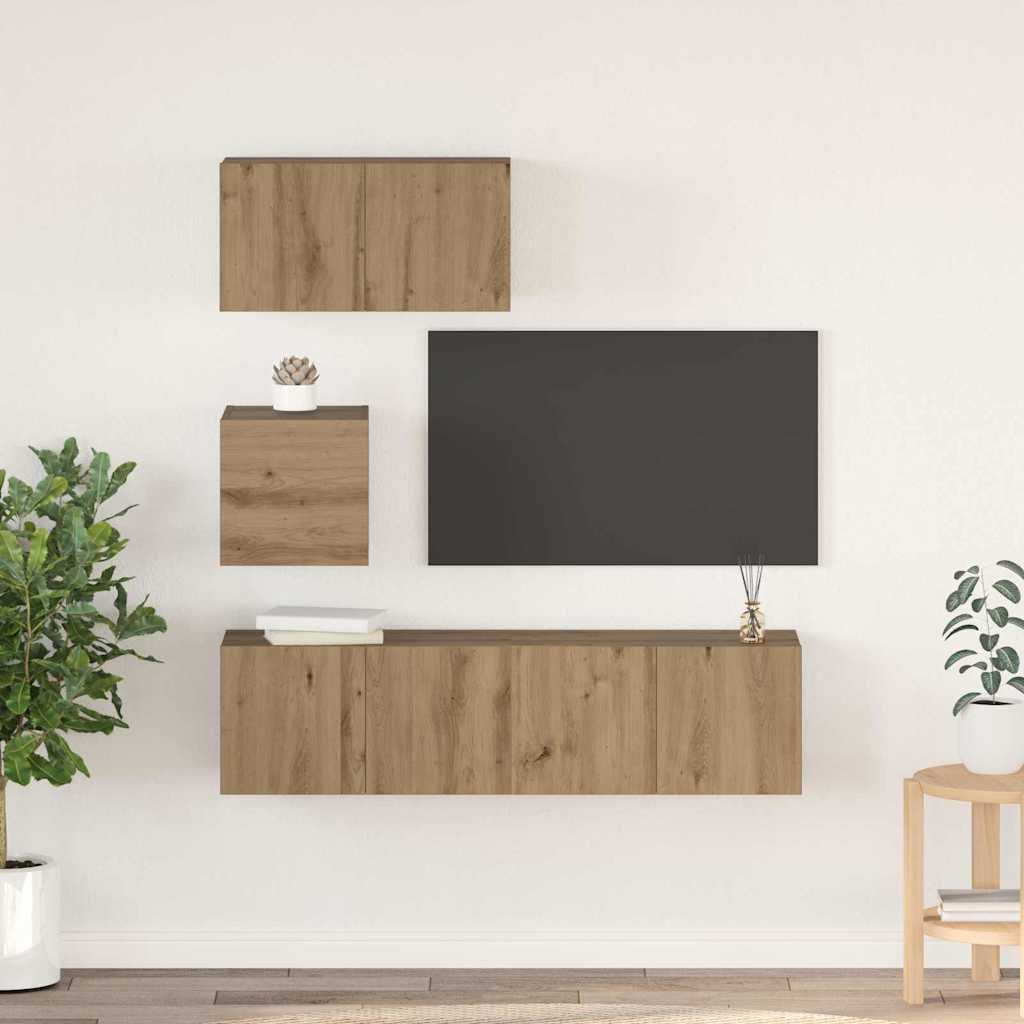 TV Cabinet Set Wall-mounted 4 pcs Artisan oak 60 x 30 x 30 cm