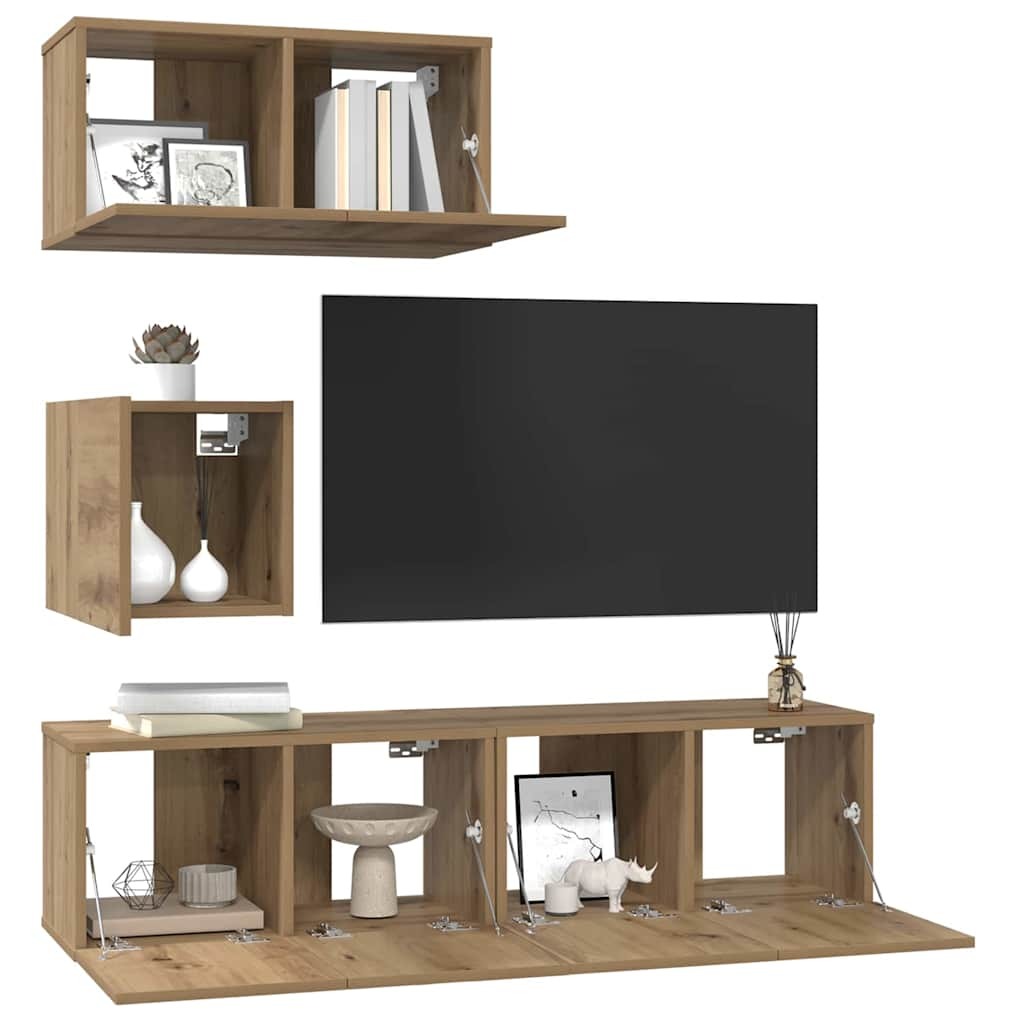 TV Cabinet Set Wall-mounted 4 pcs Artisan oak 60 x 30 x 30 cm