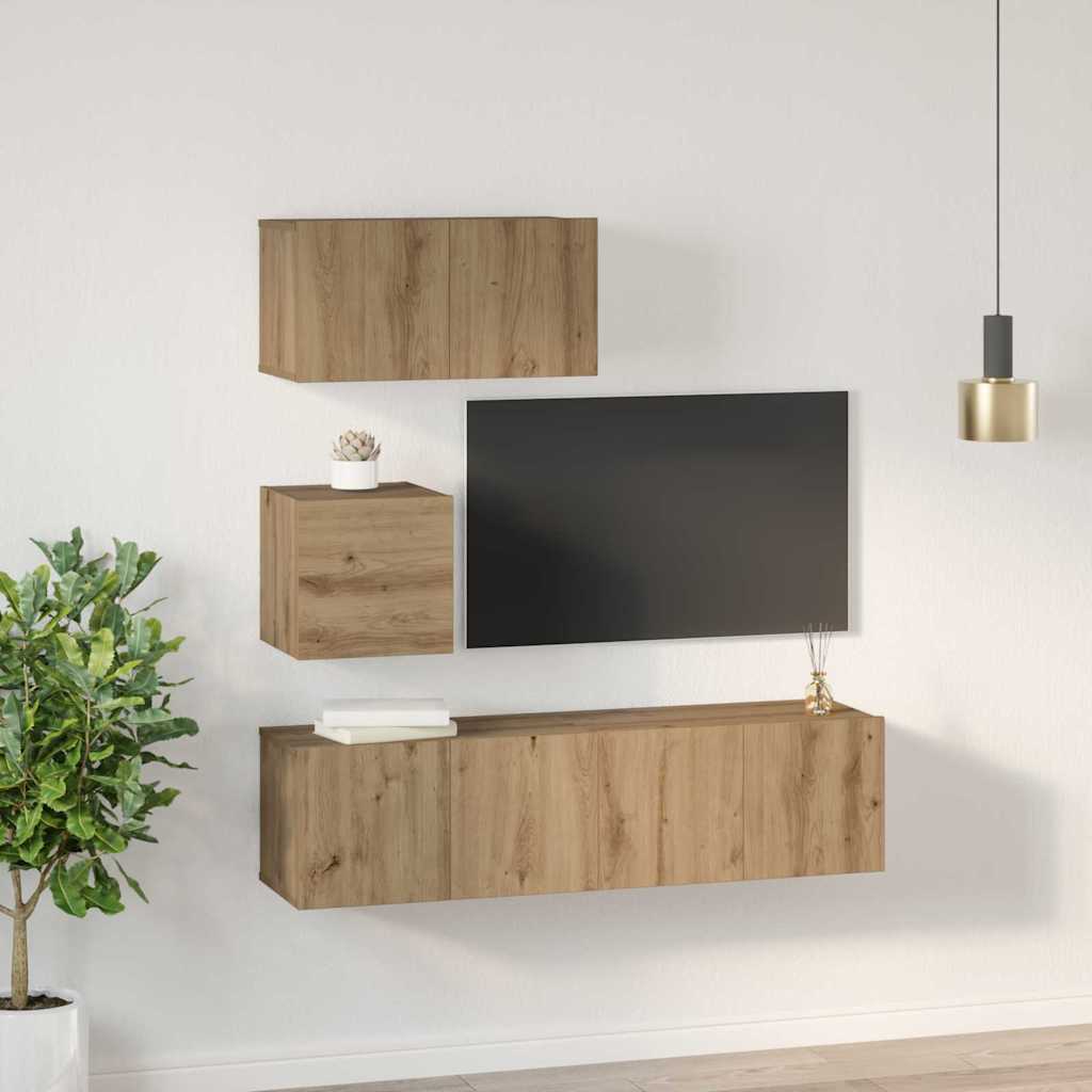 TV Cabinet Set Wall-mounted 4 pcs Artisan oak 60 x 30 x 30 cm