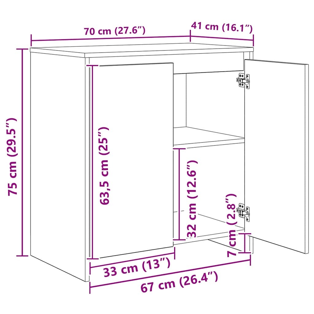 Sideboard 3 pcs Black oak 70 x 41 x 75 cm Engineered wood