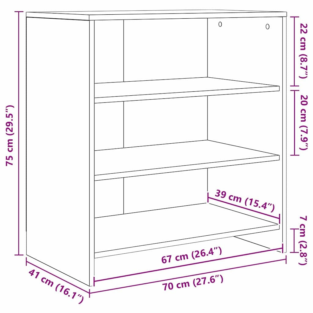 Sideboard 3 pcs Black oak 70 x 41 x 75 cm Engineered wood