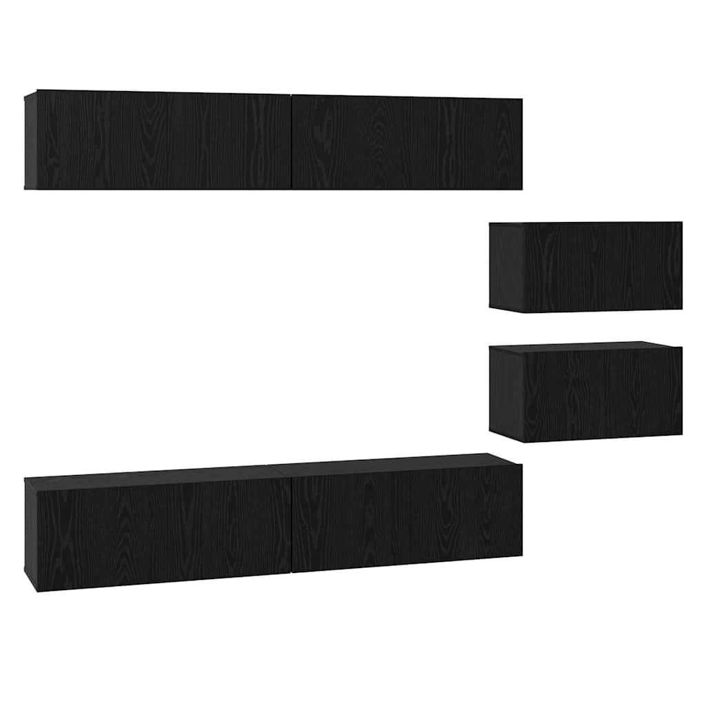 TV Cabinet Set 6 pcs Black Oak 80 x 30 x 30.5 cm Small