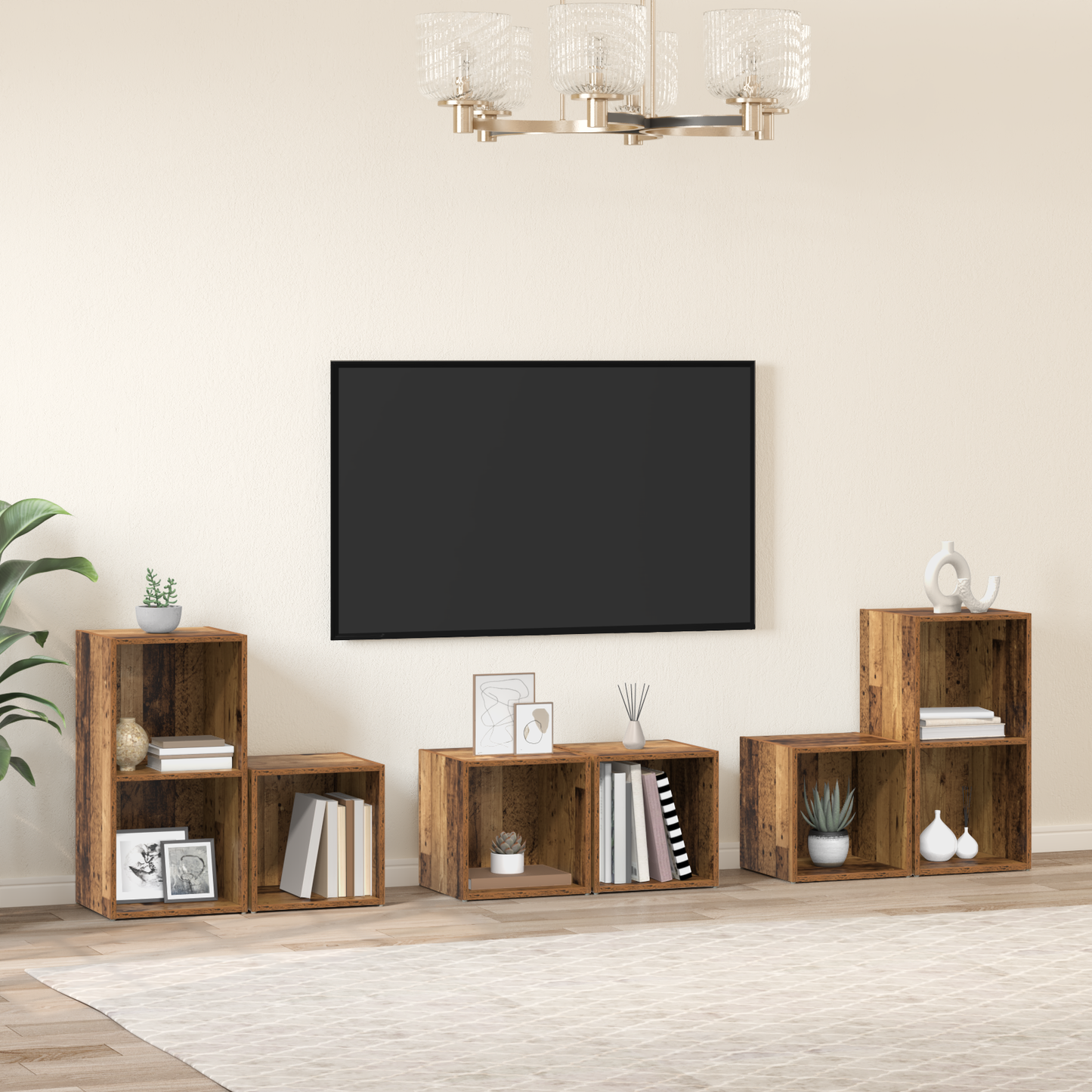 TV Cabinet Set 6 pcs Old Wood Engineered Wood