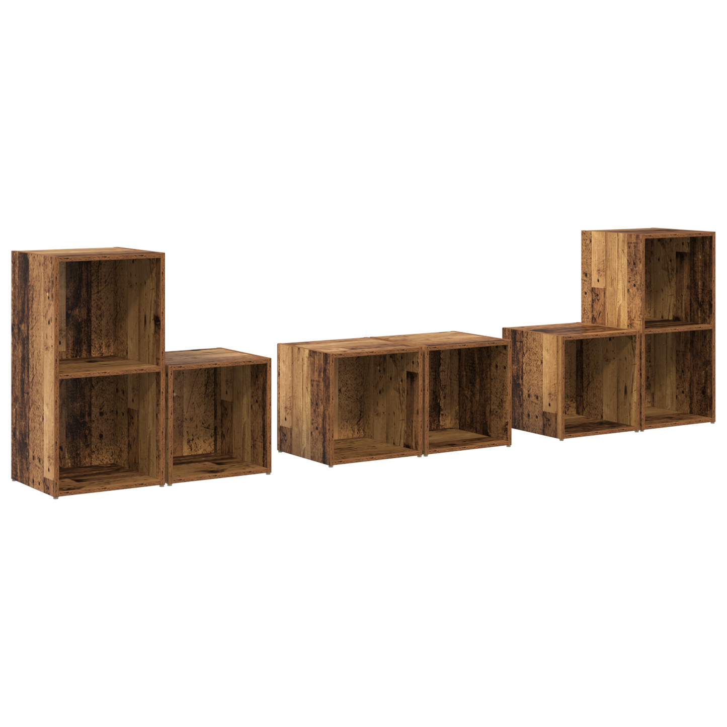 TV Cabinet Set 6 pcs Old Wood Engineered Wood