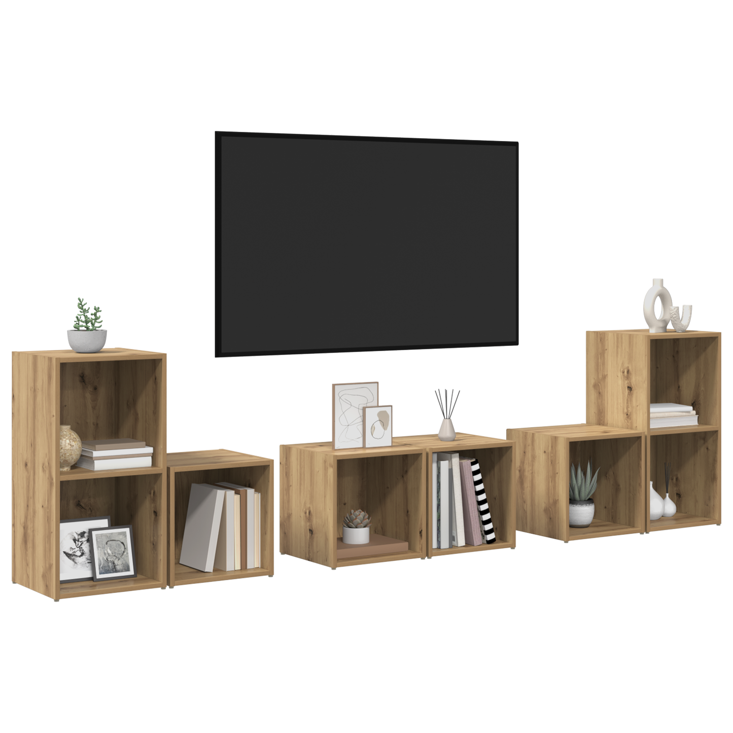 TV Cabinet Set 6 pcs Artisan Oak Engineered Wood