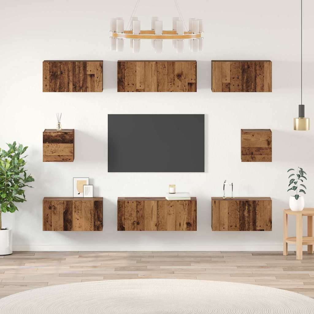 TV Cabinet Set Wall-mounted Old wood Engineered wood