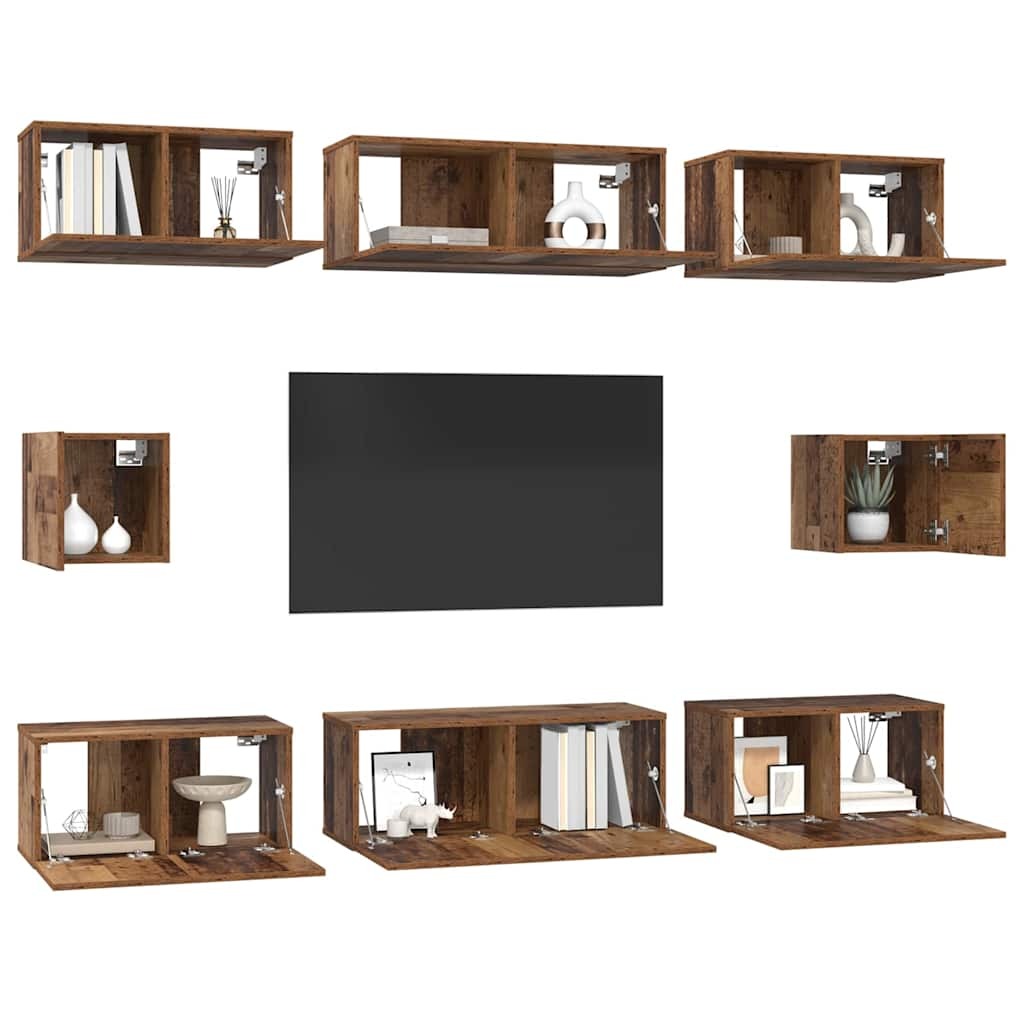 TV Cabinet Set Wall-mounted Old wood Engineered wood