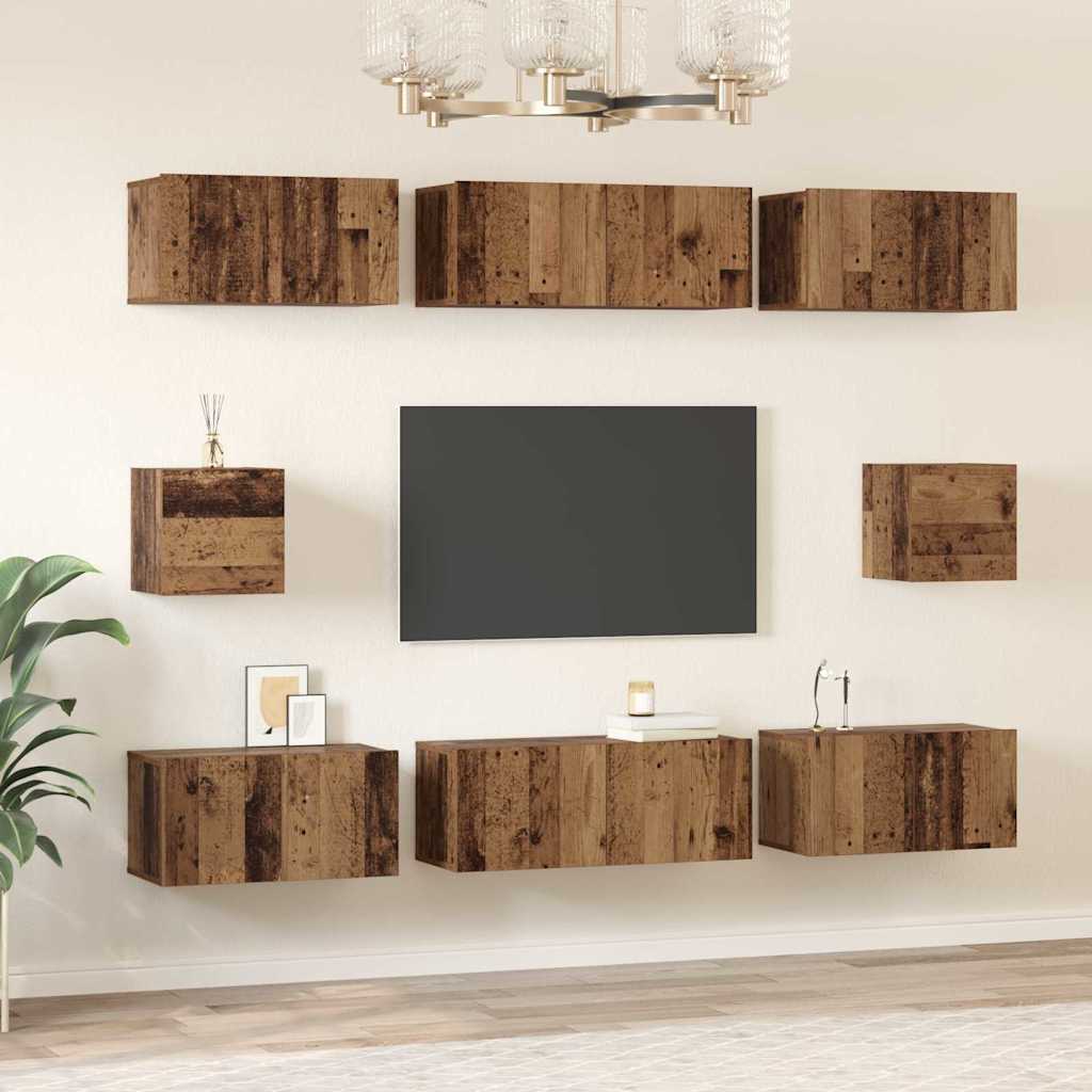 TV Cabinet Set Wall-mounted Old wood Engineered wood