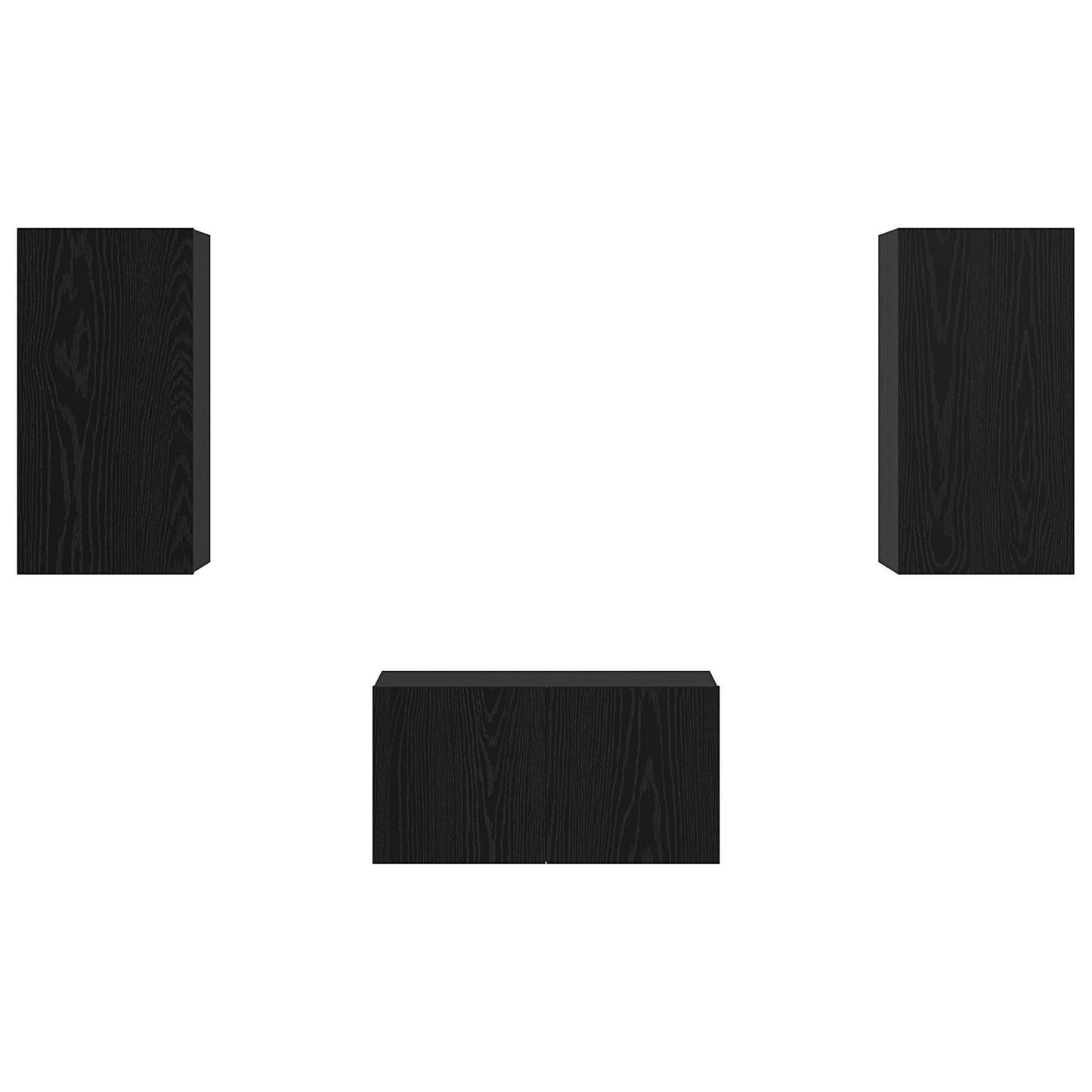 TV Cabinet Set Wall-mounted 3 pcs Black Oak Engineered Wood