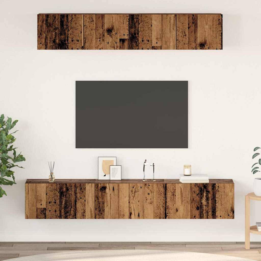 TV Cabinet Set 5 pcs Old wood 100 x 30 x 30 cm Engineered wood