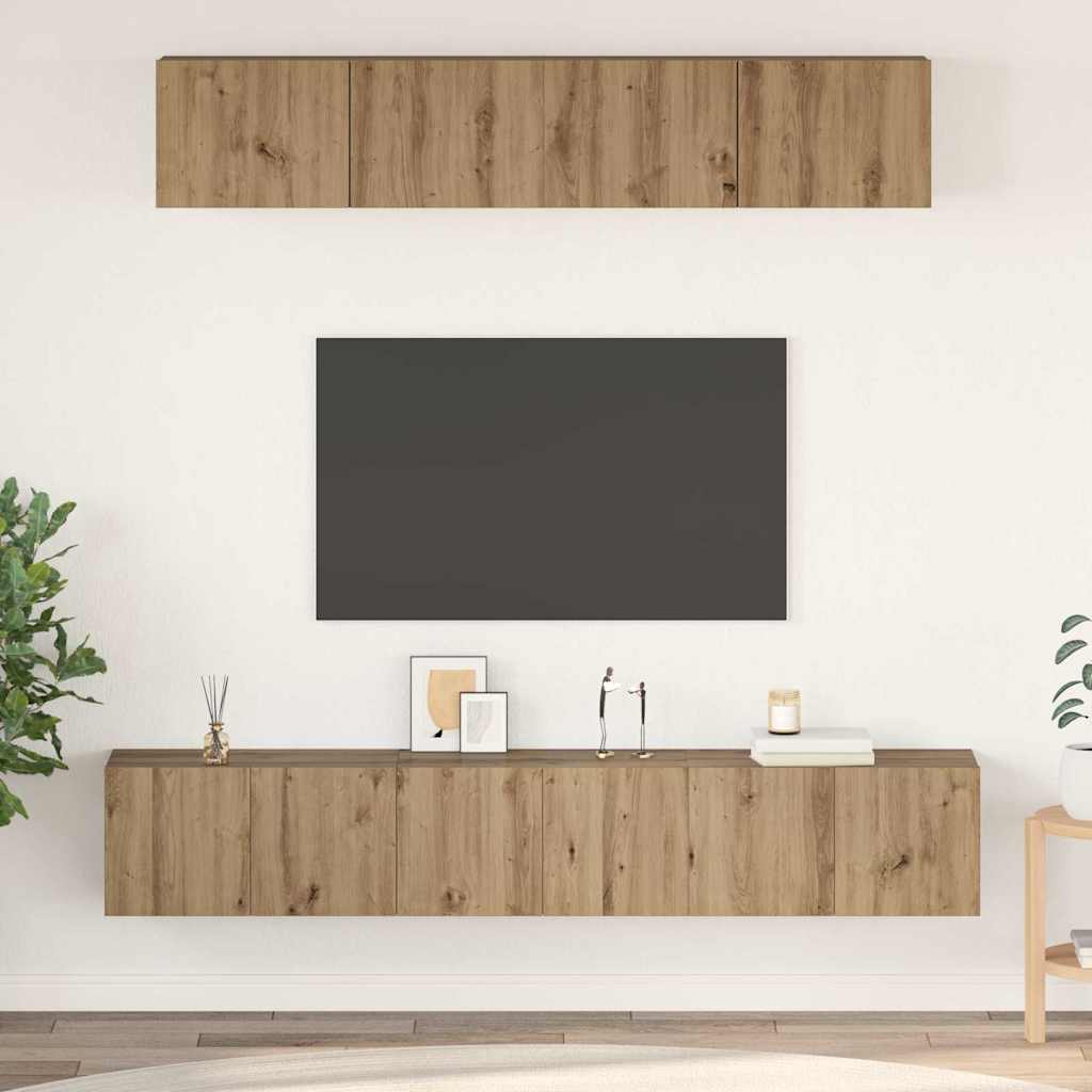 TV Cabinet Set Wall-mounted 5 pcs Artisan oak 100 x 30 x 30 cm