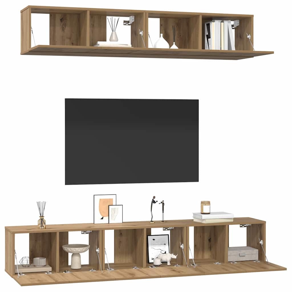 TV Cabinet Set Wall-mounted 5 pcs Artisan oak 100 x 30 x 30 cm
