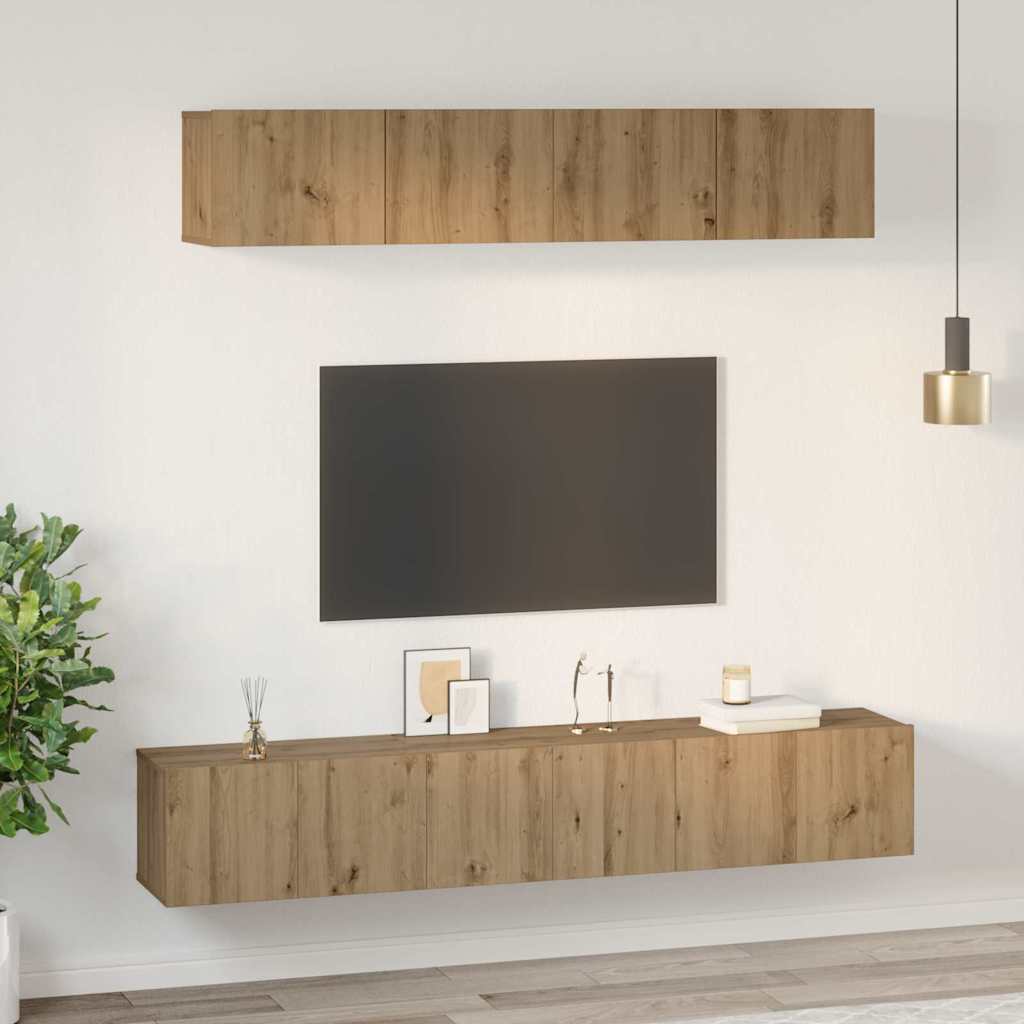 TV Cabinet Set Wall-mounted 5 pcs Artisan oak 100 x 30 x 30 cm