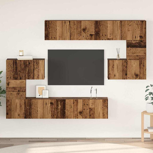 TV Cabinet Set 8 pcs Old wood 80 x 30 x 30 cm Engineered Wood