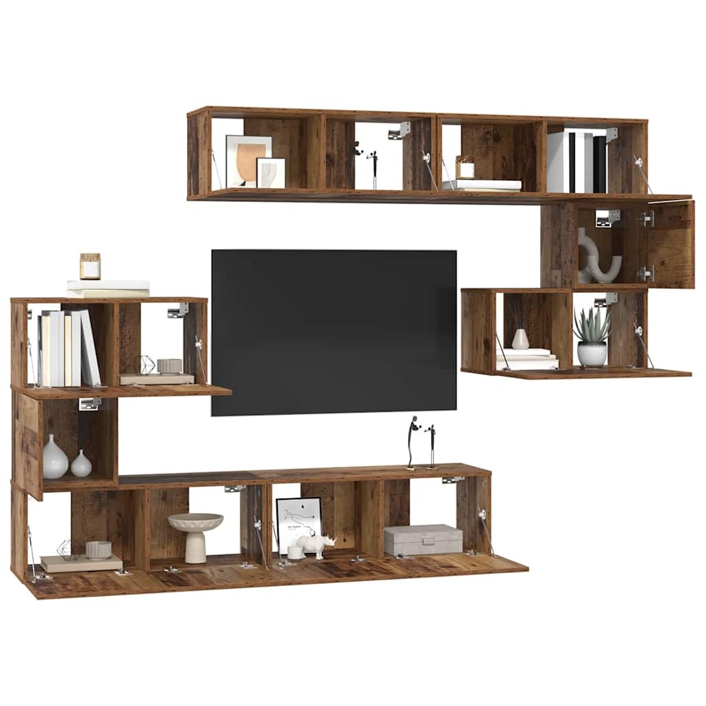 TV Cabinet Set 8 pcs Old wood 80 x 30 x 30 cm Engineered Wood