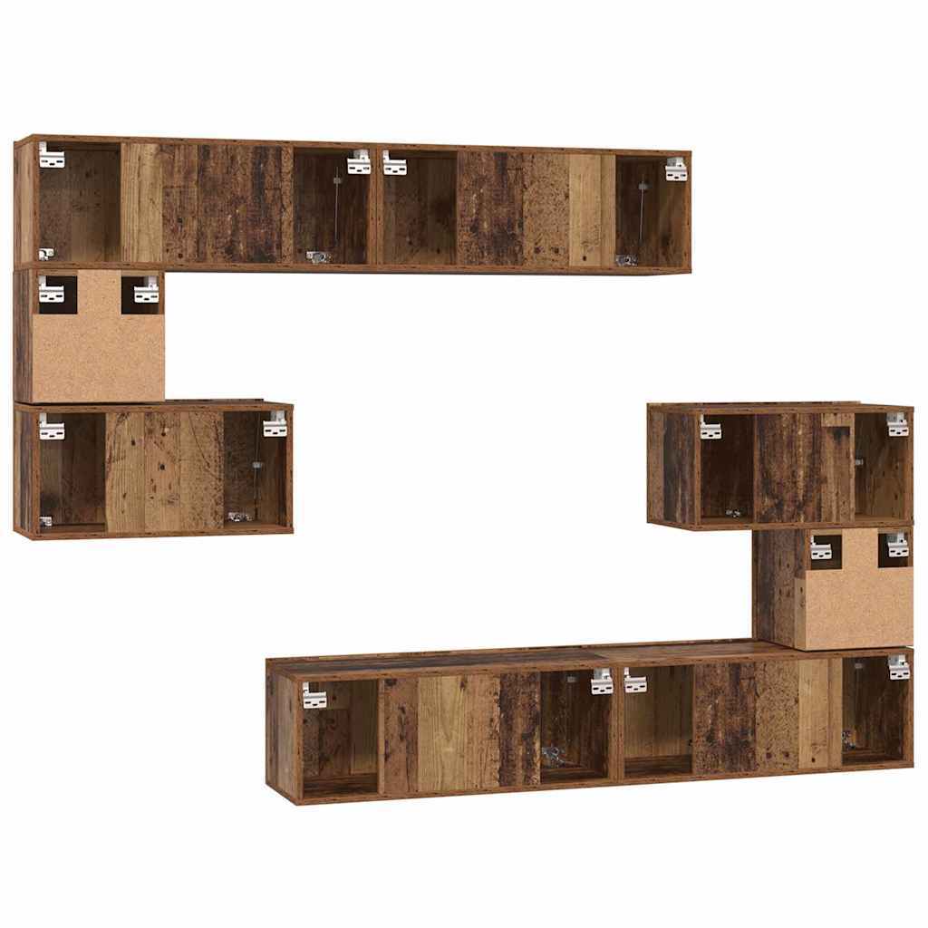 TV Cabinet Set 8 pcs Old wood 80 x 30 x 30 cm Engineered Wood