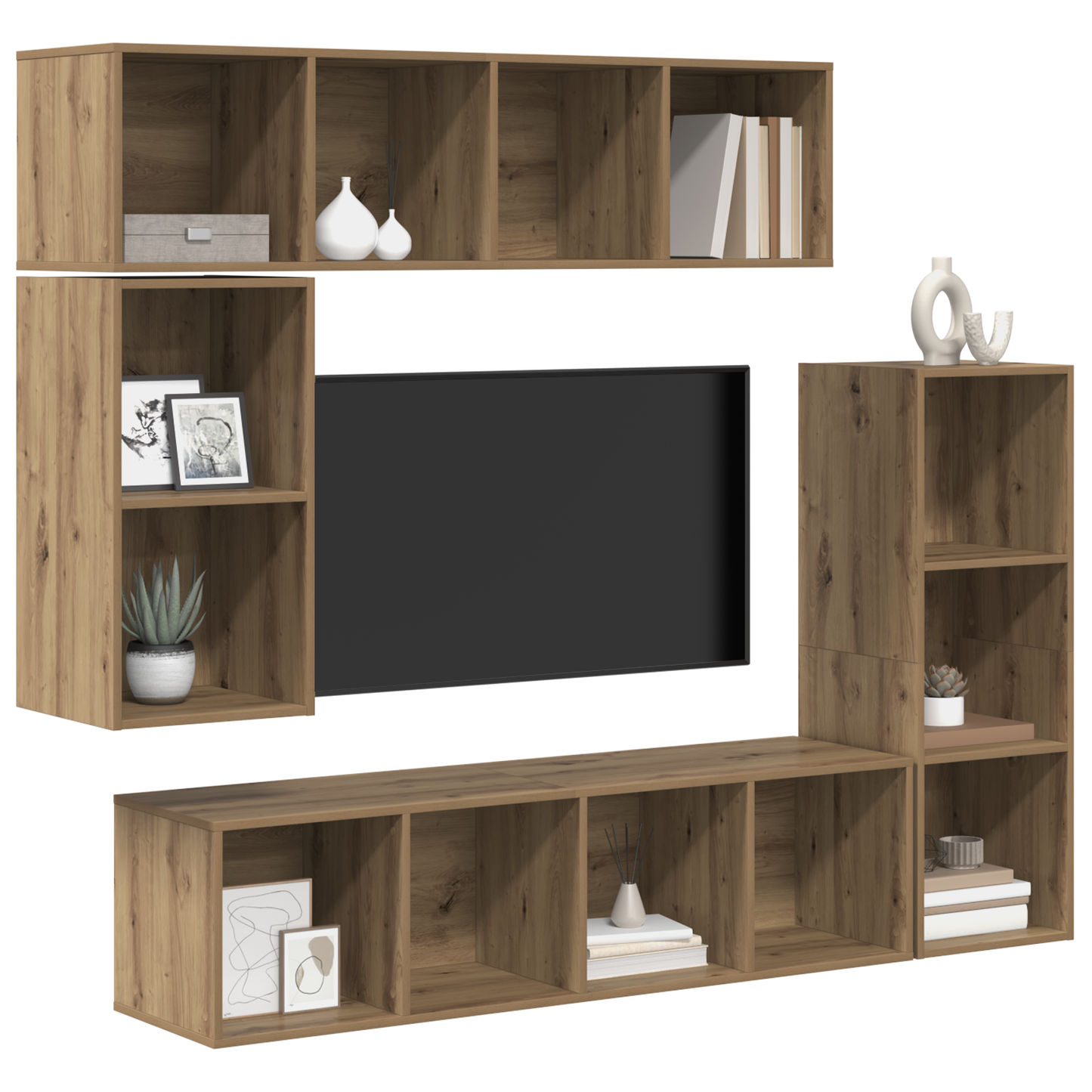 TV Cabinet Set 4 pcs Artisan oak 37 x 37 x 142.5 cm