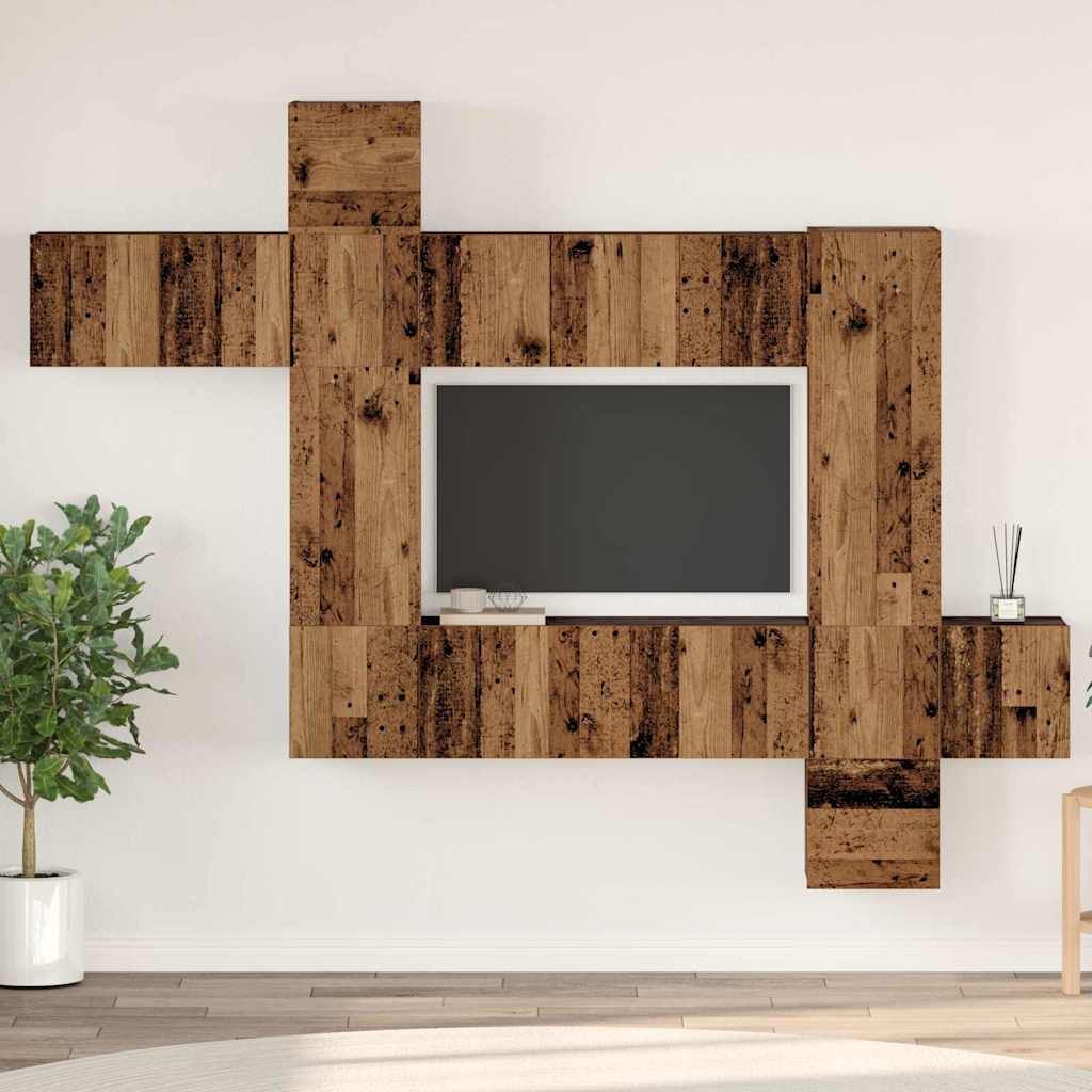 TV Cabinet Set Wall-mounted 10 pcs Old wood 30.5 x 30 x 90 cm