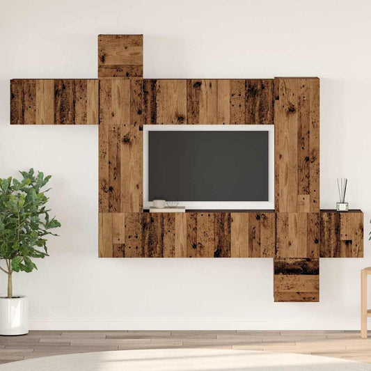 TV Cabinet Set Wall-mounted 10 pcs Old wood 30.5 x 30 x 90 cm