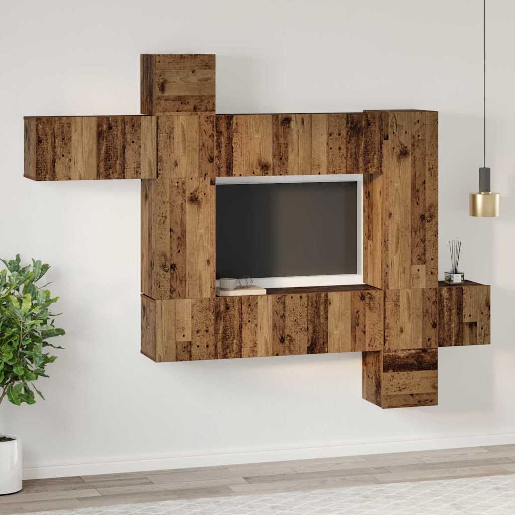 TV Cabinet Set Wall-mounted 10 pcs Old wood 30.5 x 30 x 90 cm